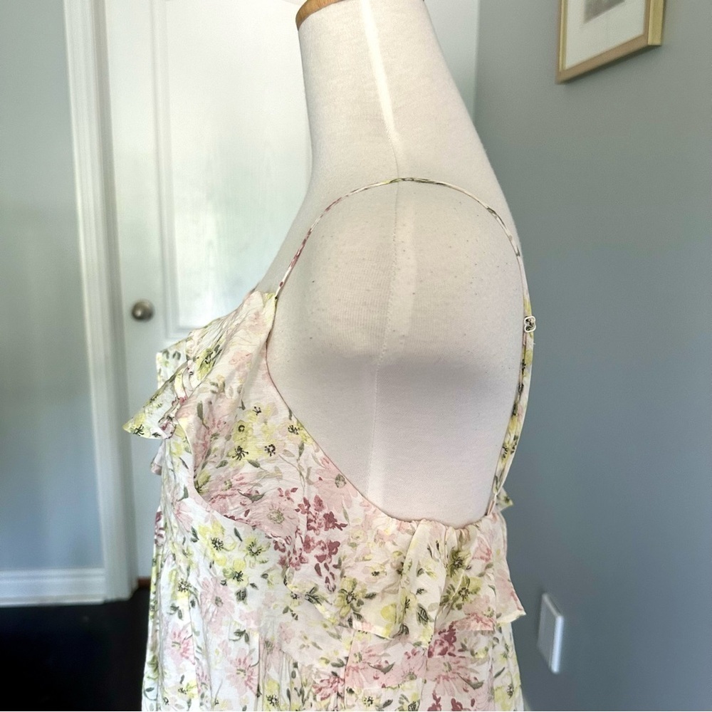 H&M Floral Sleeveless Flounce V Neck Dress - Size M - Picture 9 of 14